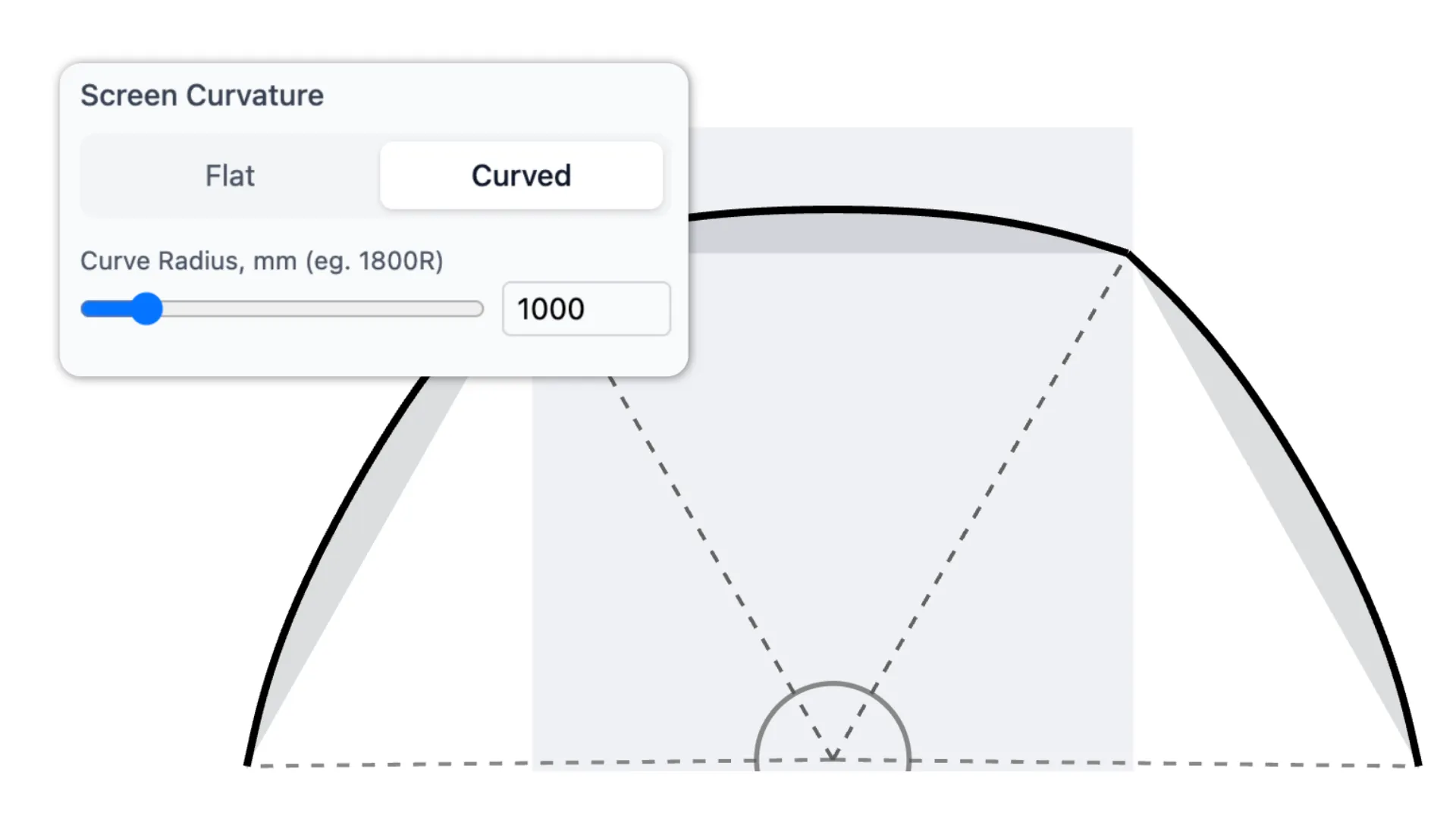 Planner visualizer illustrating curved monitor geometry.